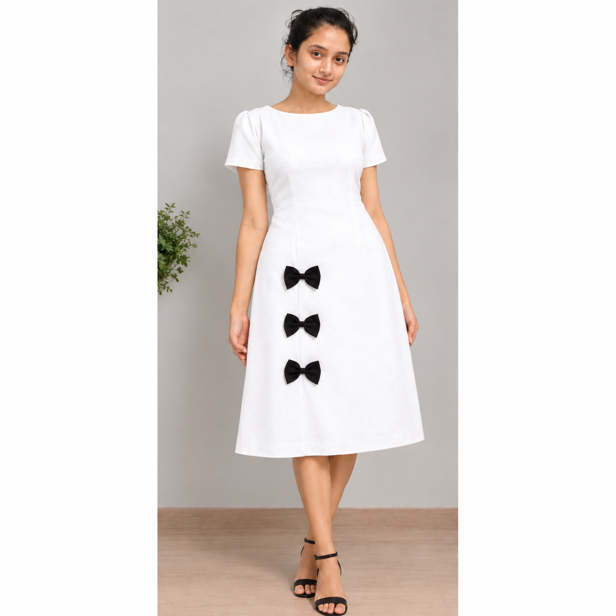 Elegant White A-Line Frock