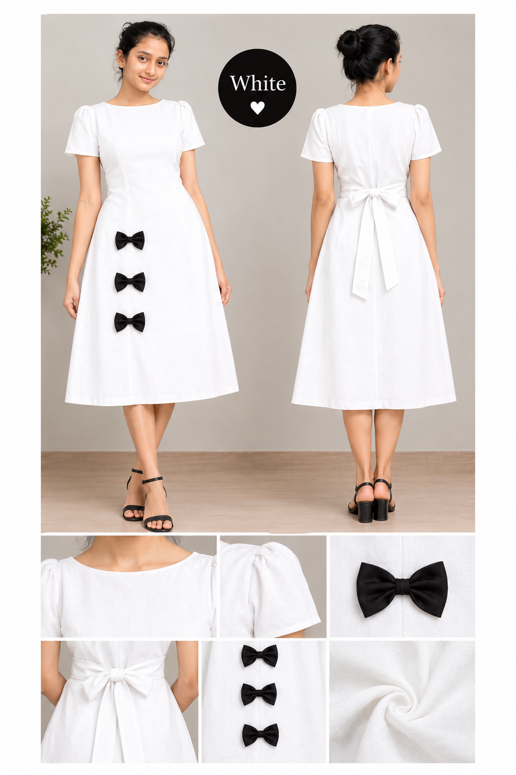 Elegant White A-Line Frock