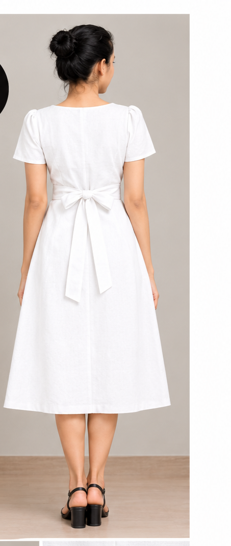 Elegant White A-Line Frock