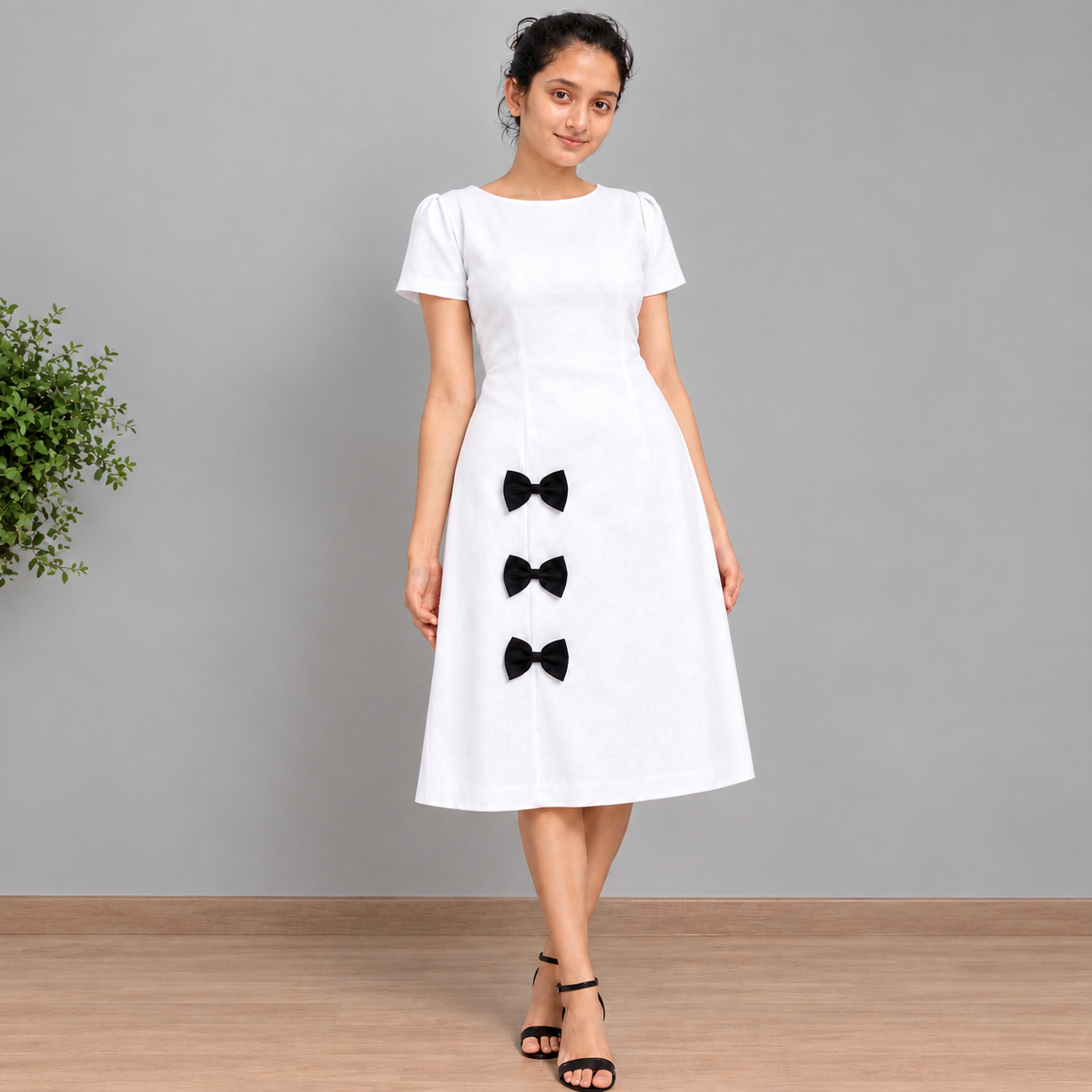 Elegant White A-Line Frock