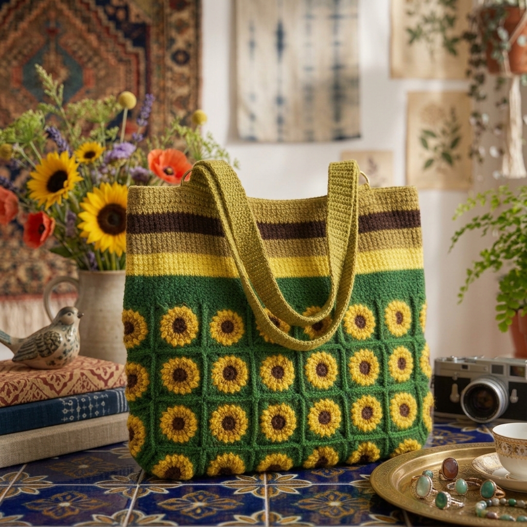 Crochet granny square  tote bags