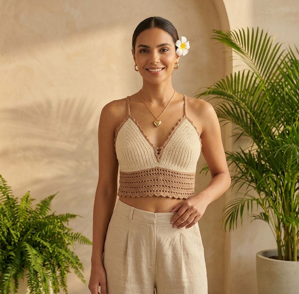 Handmade Crochet Lavender Floral Crop Top | 3D Flower Granny Square Tank Top | Pastel Purple Summer Festival Camisole Top